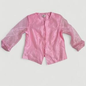 Vintage Pink Coquette Romantic Academia Satin Unique Button Blazer